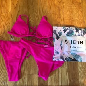 hot pink shein bikini